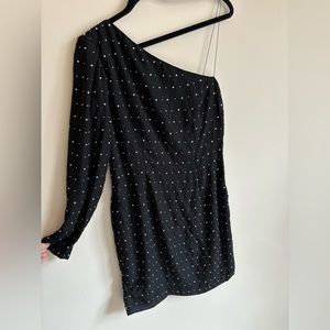 Robert Rodríguez Black Silk Studded One Shoulder Mini Dress